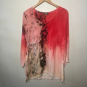 ArtofCloth Tunic Gauze Boho Artsy Art to Wear Colorful Abstract Oversized XS